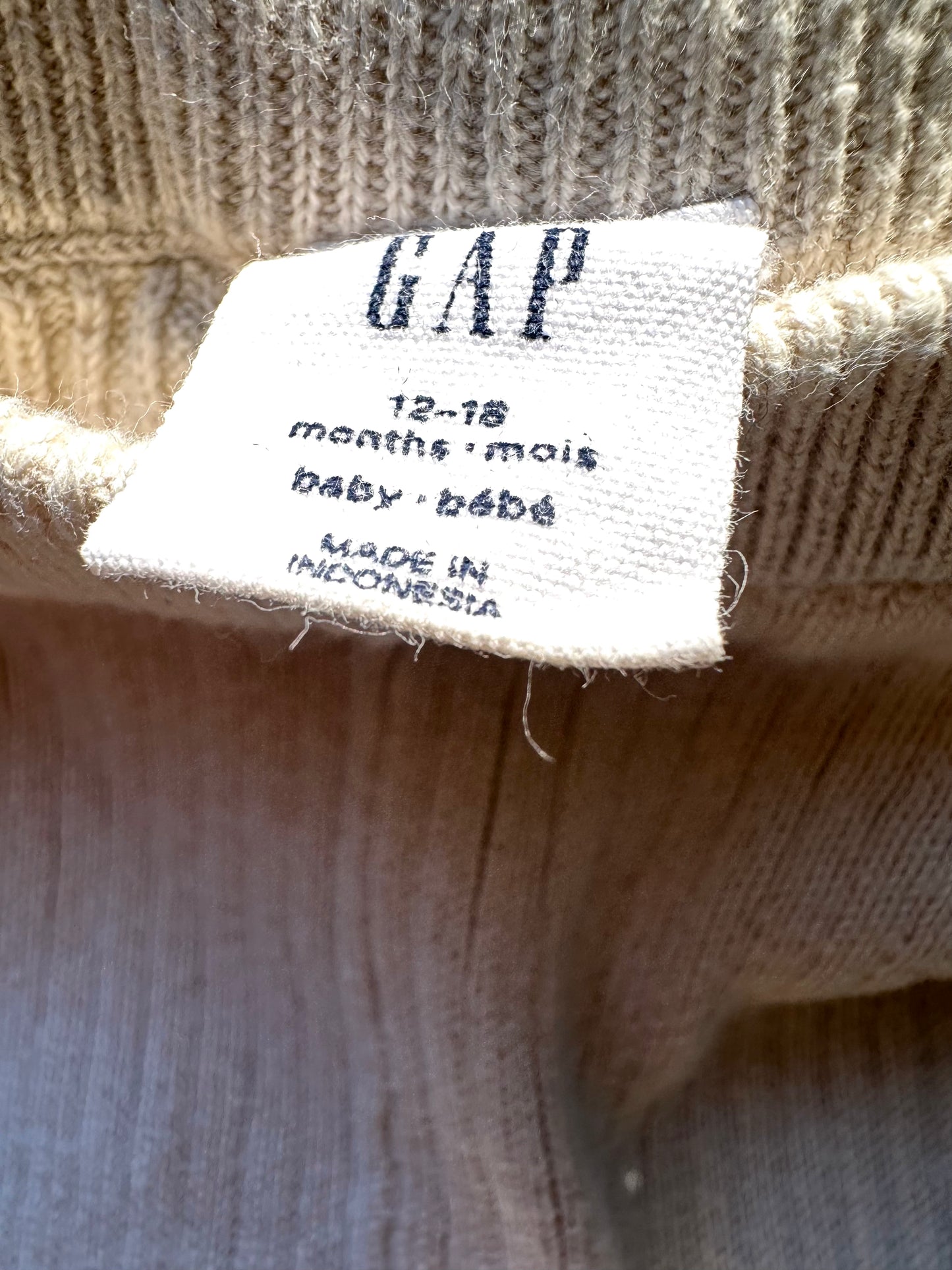 Gap Cream Ribbed Leggings / 12-18m
