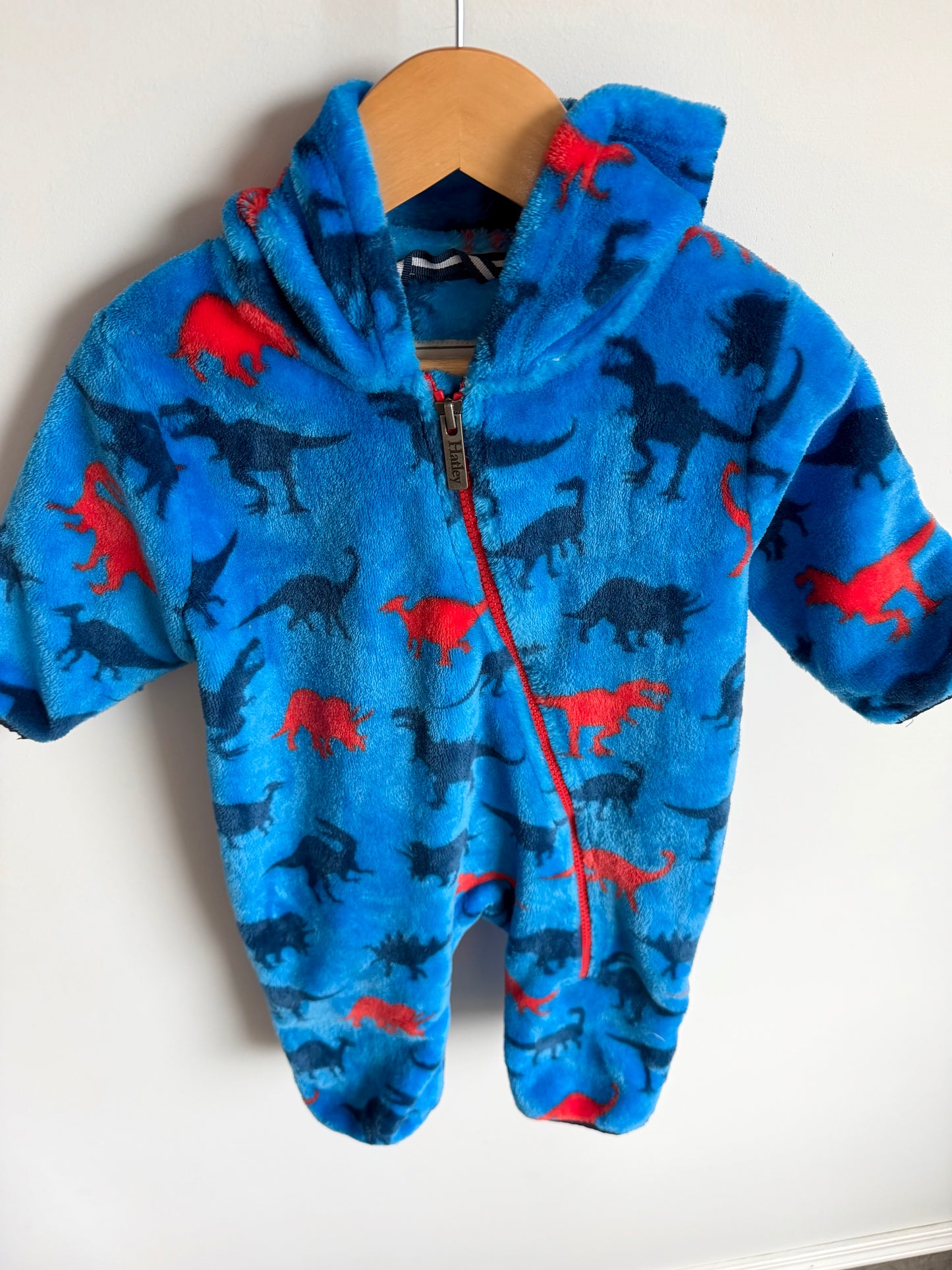 Hatley Blue Dino Fleece Bunting Suit / 6-9m
