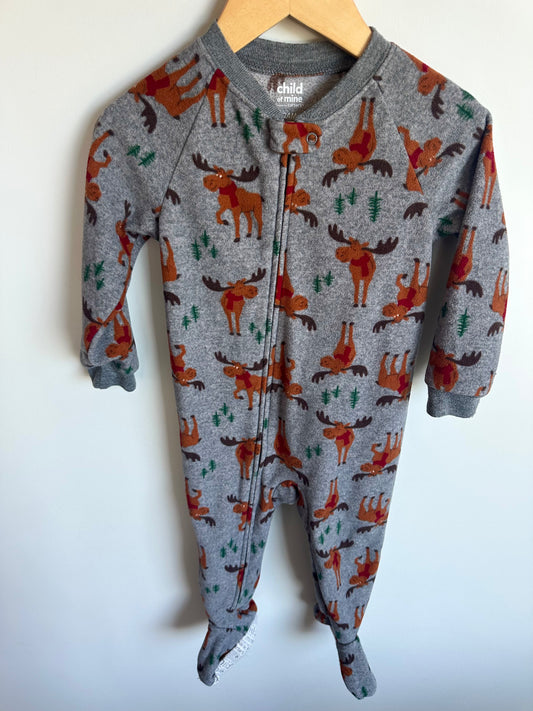 Fleece Grey Moose Sleeper / 24m