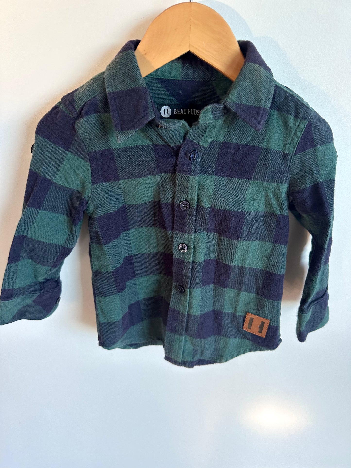 Beau Hudson Green Checkered Flannel / 12m