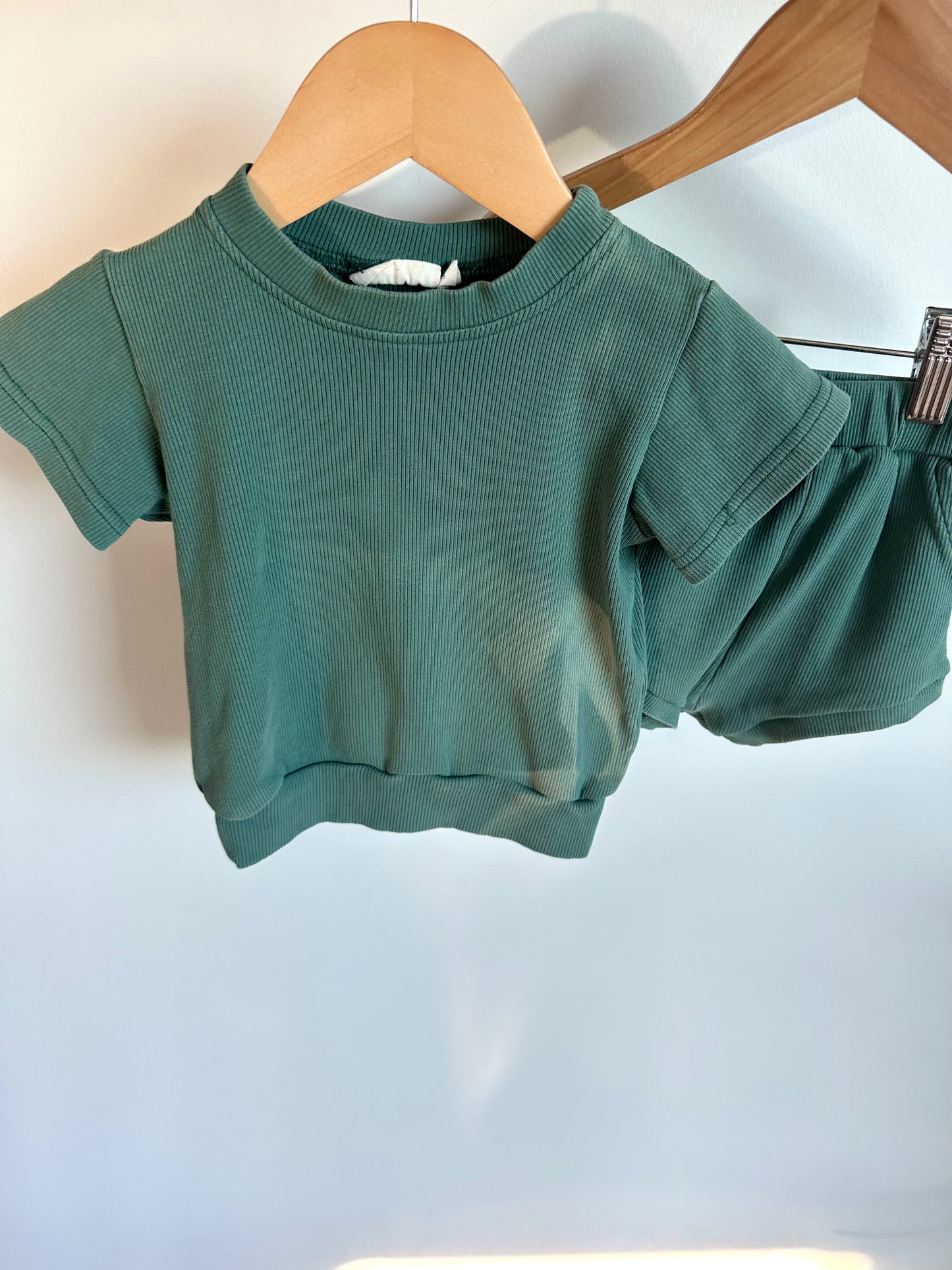 Tiny Trove Rib Green T-shirt + Shorties Set(PLAY) / 12-18m