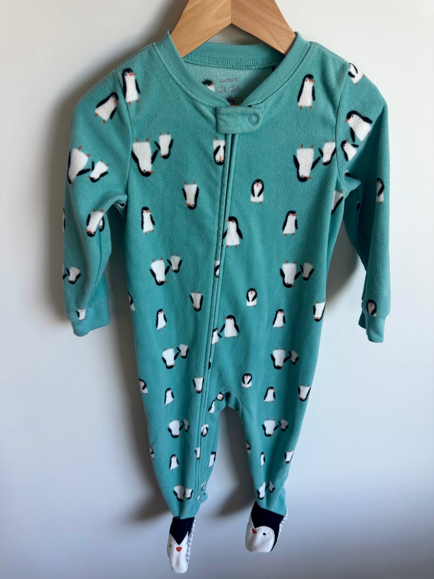 Fleece Teal Penguin Sleeper / 2T