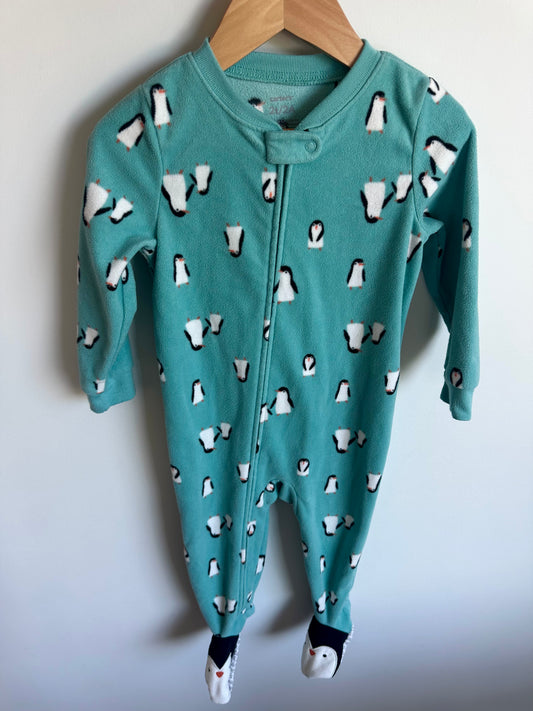 Fleece Teal Penguin Sleeper / 2T