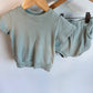 Tiny Trove Rib Sage T-shirt + Shorties Set / 12-18m