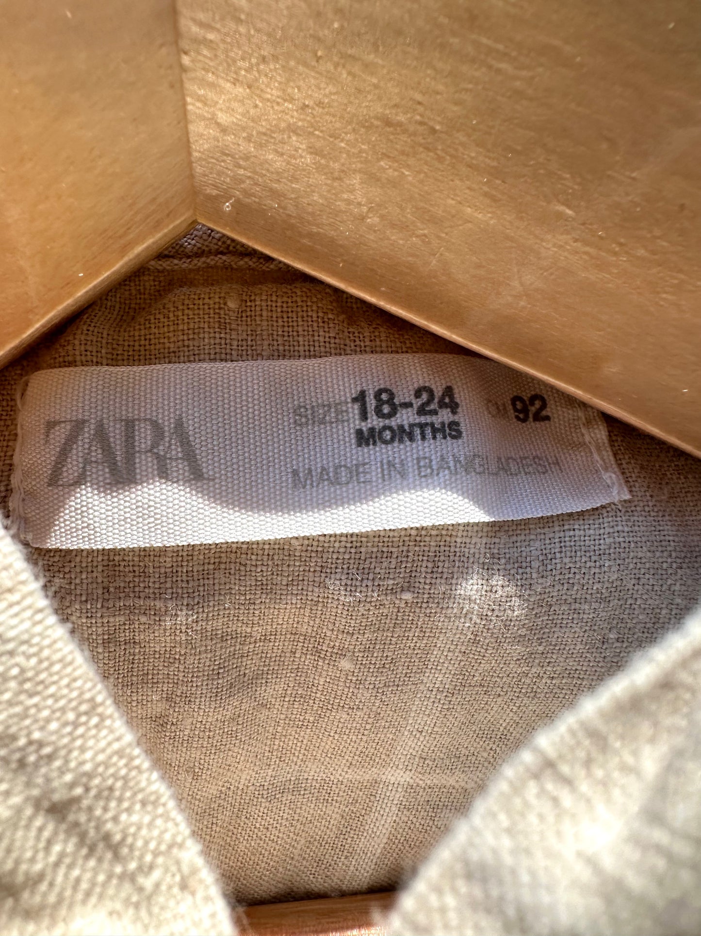 Zara Tan Checkered Hooded Button / 18-24m