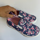 Purple Floral Slip Ons / Size 1 Big Kids