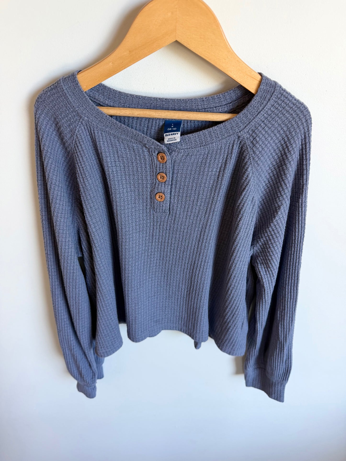 Slate Waffle Long Sleeve Top / 10-12 years