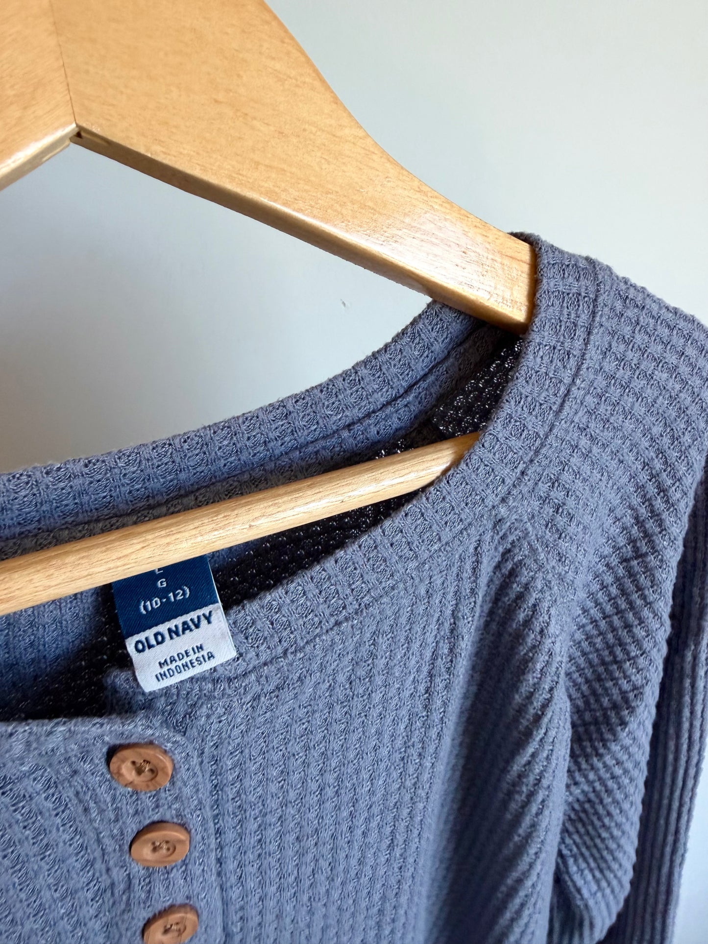 Slate Waffle Long Sleeve Top / 10-12 years
