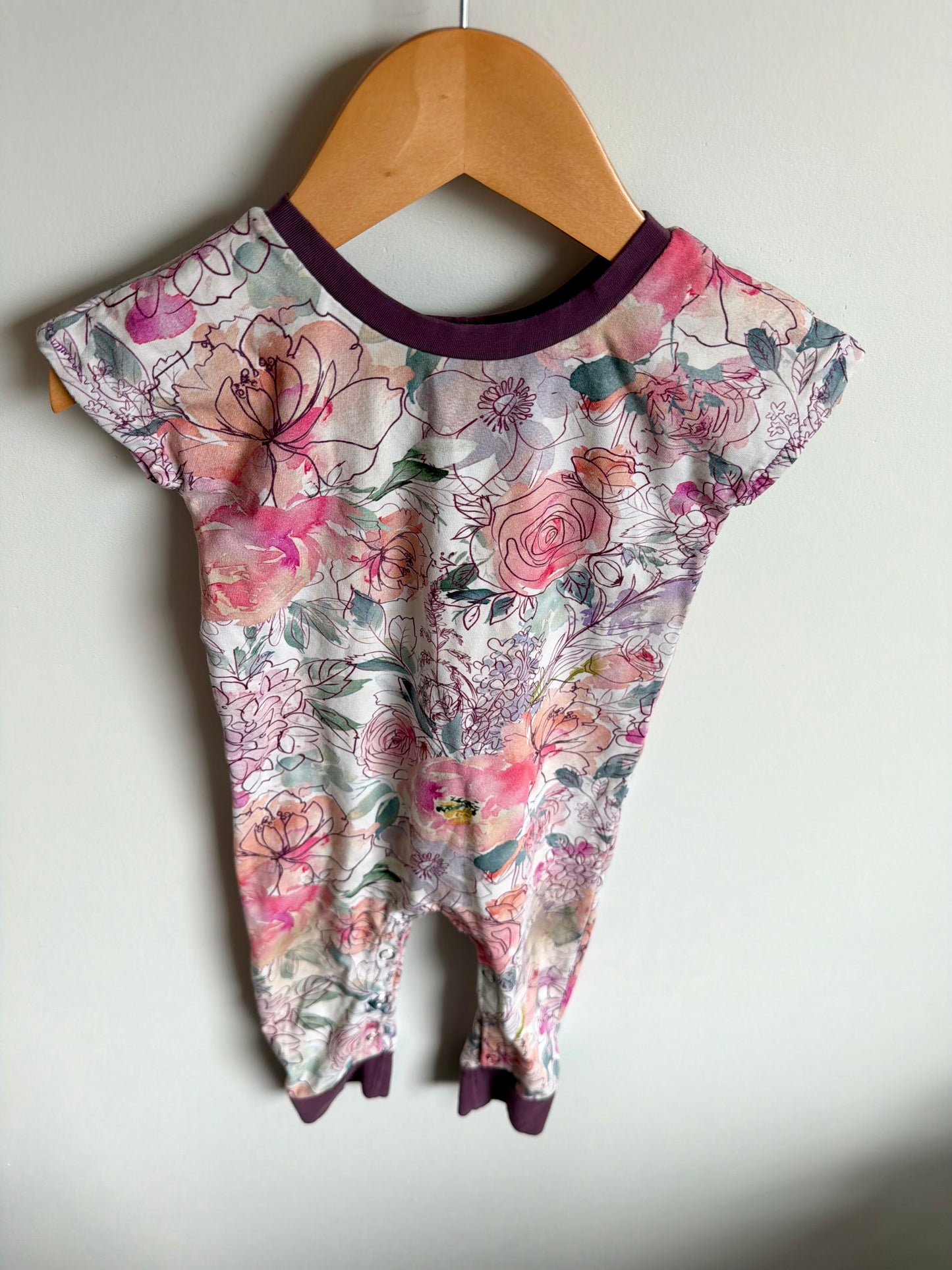Cotton Floral with Purple Trim Jumpsuit (PLAY) / 9m