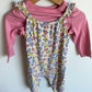Jumpsuit Floral and Pink Top Set  / 6-12m