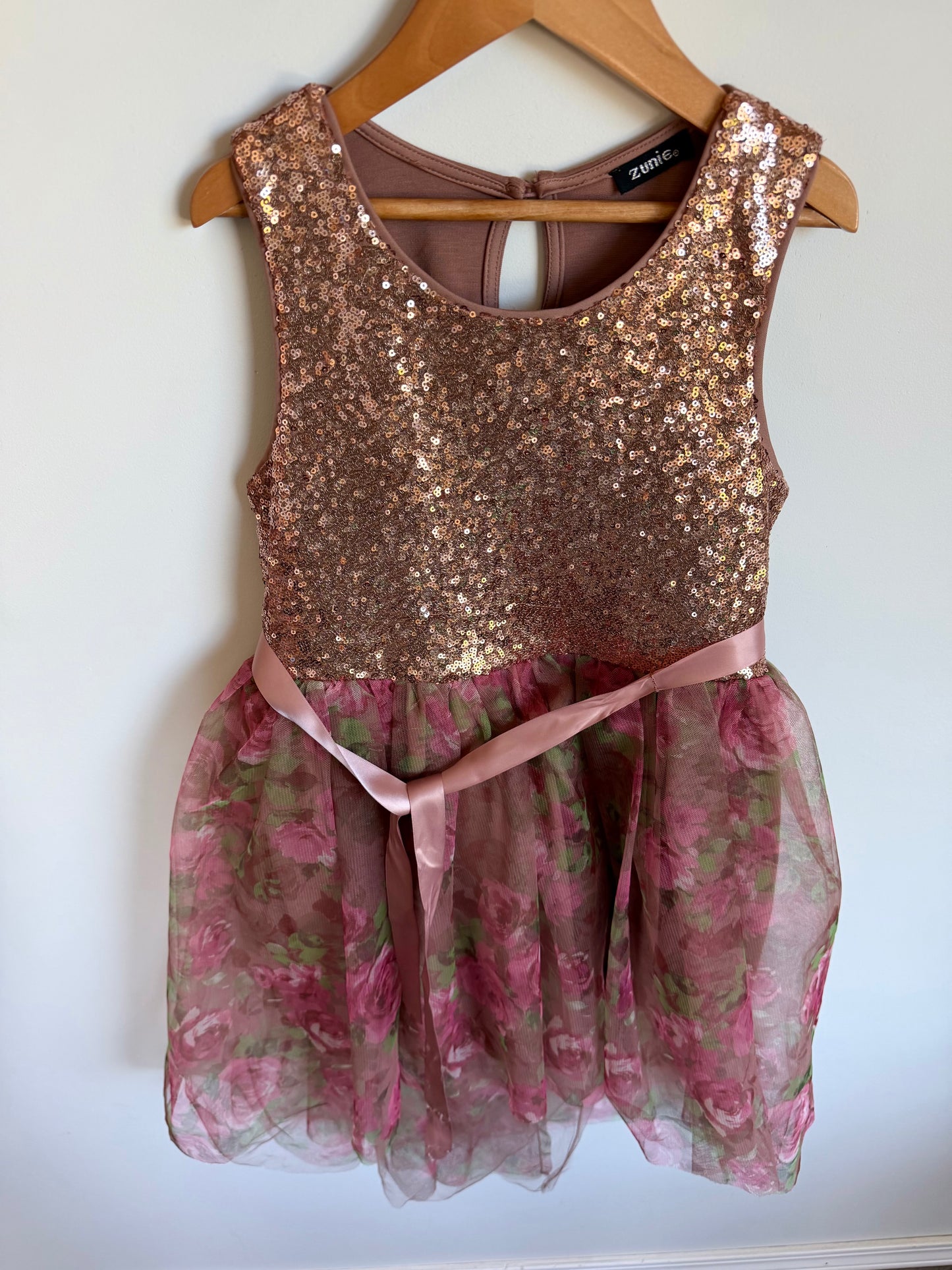 Sequin Rose Tulle Dress / 7 years?