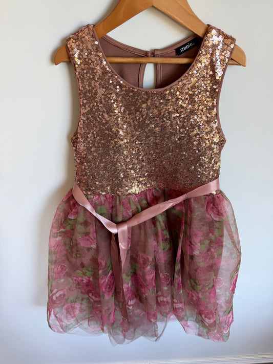 Sequin Rose Tulle Dress / 7 years?