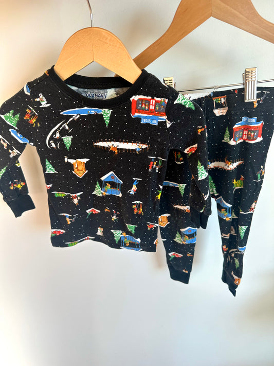 Black Snow Winter Pj Set / 18-24m