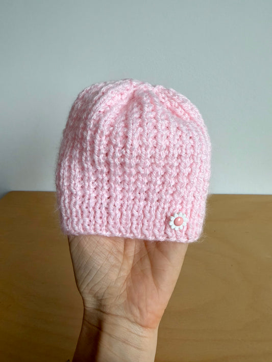 Handmade Pink Flower Jewel Hat / 0-3m?