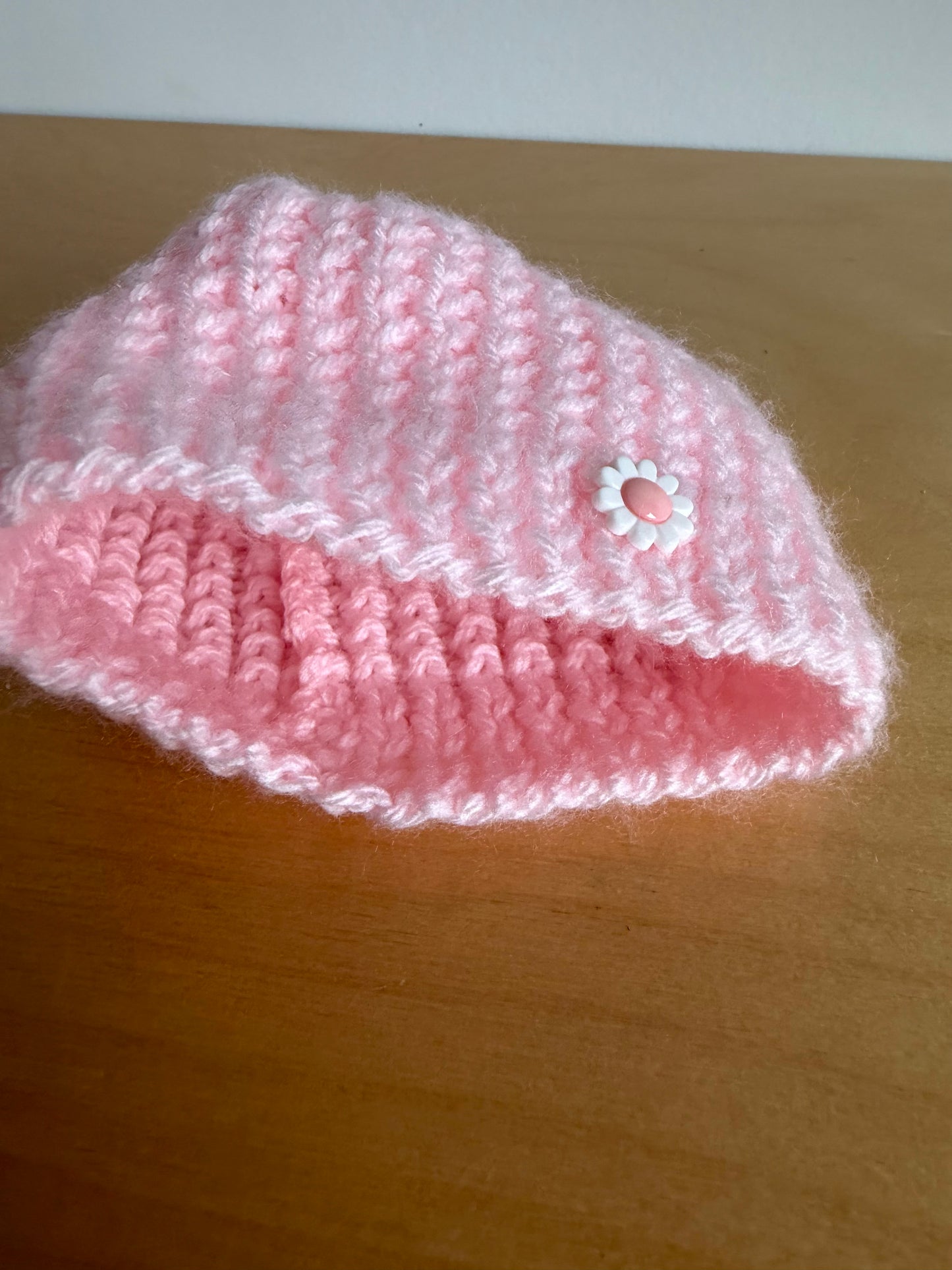 Handmade Pink Flower Jewel Hat / 0-3m?