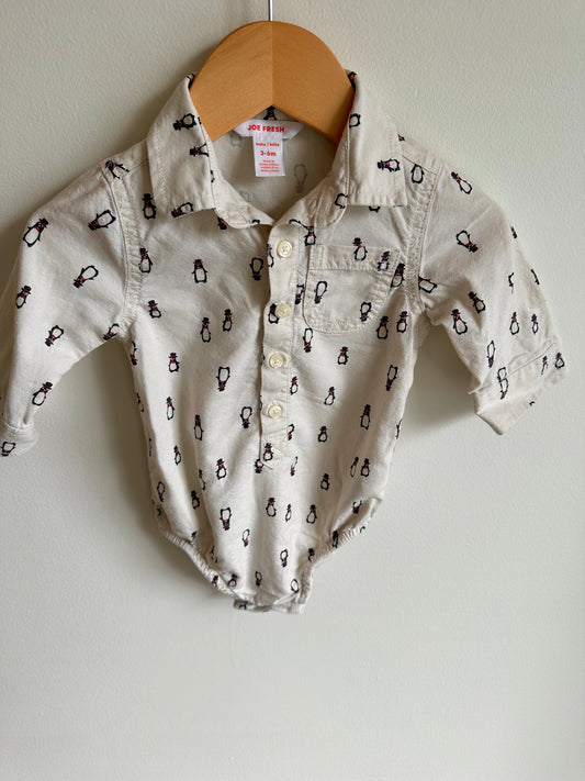 Penguin Collared Bodysuit / 3-6m