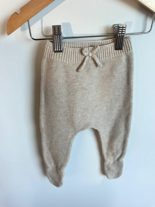 Zara Grey Knit Footed Pants / 3-6m