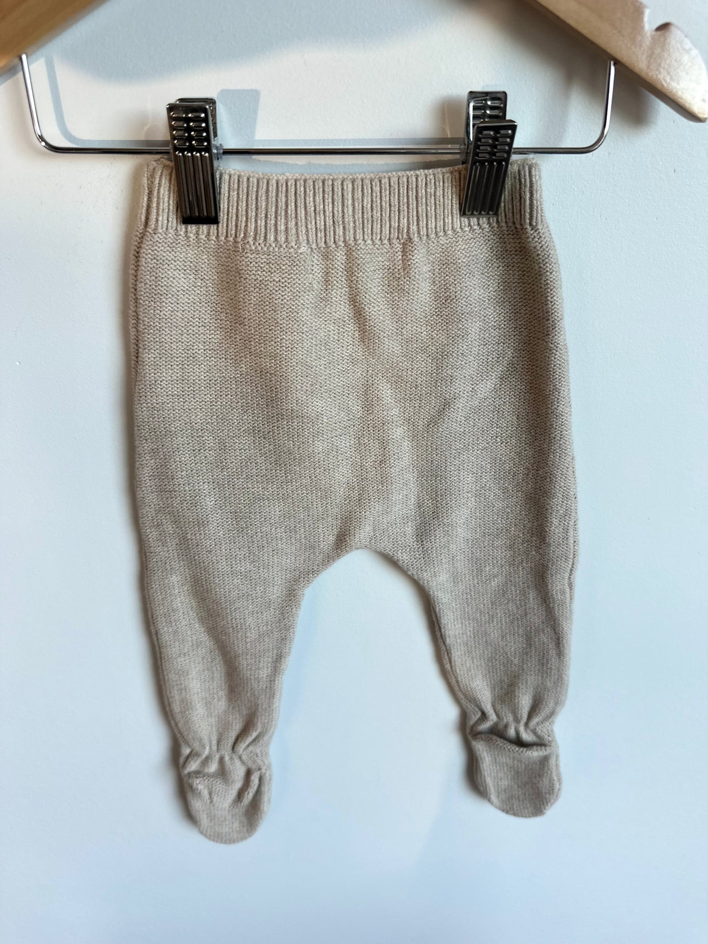 Zara Grey Knit Footed Pants / 3-6m