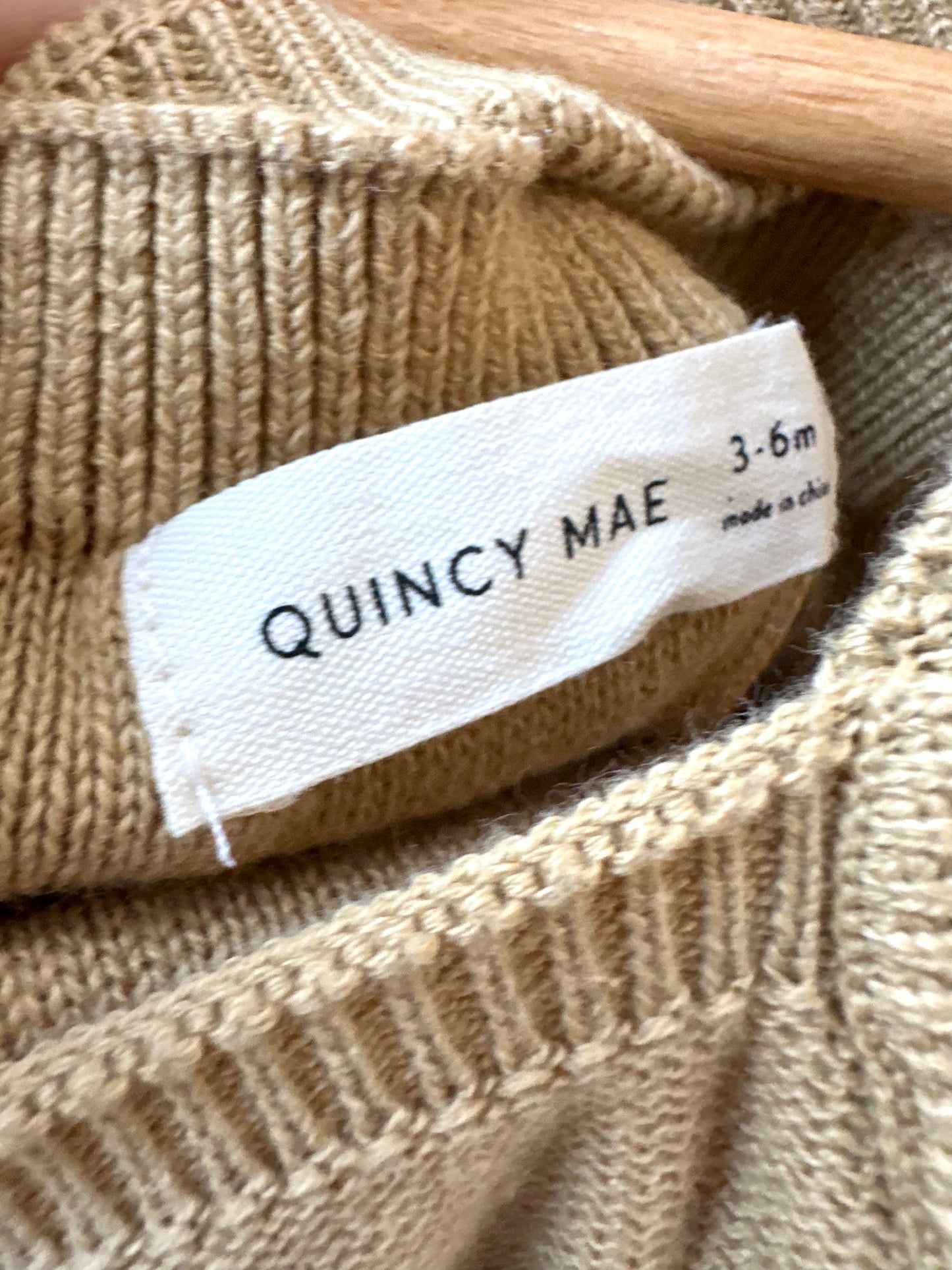 Quincy Mae Caramel Knit Overalls / 3-6m