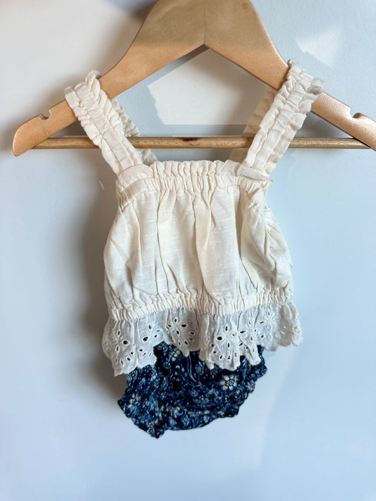 Lace and Floral Romper (With Tags) / 6-12m