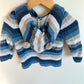 Bear Hood Blue Stripes Sweater / 6-12m