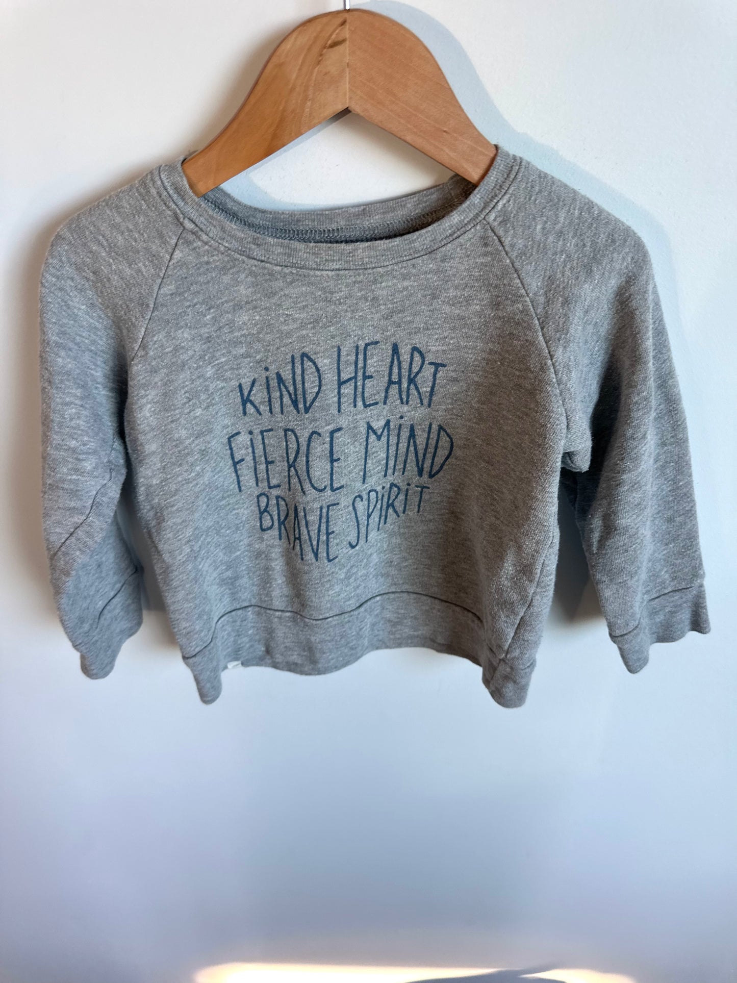 Mini Mioche Kind Heart Fierce Mind Grey Crew / 24m