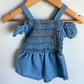 Chambray Rousing Sleeve Detail Romper / 12m