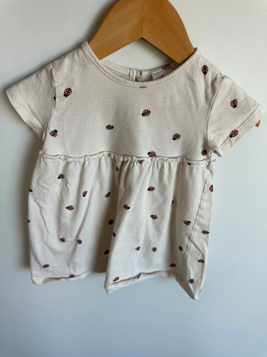 Ladybug Tan Dress / 6-12m