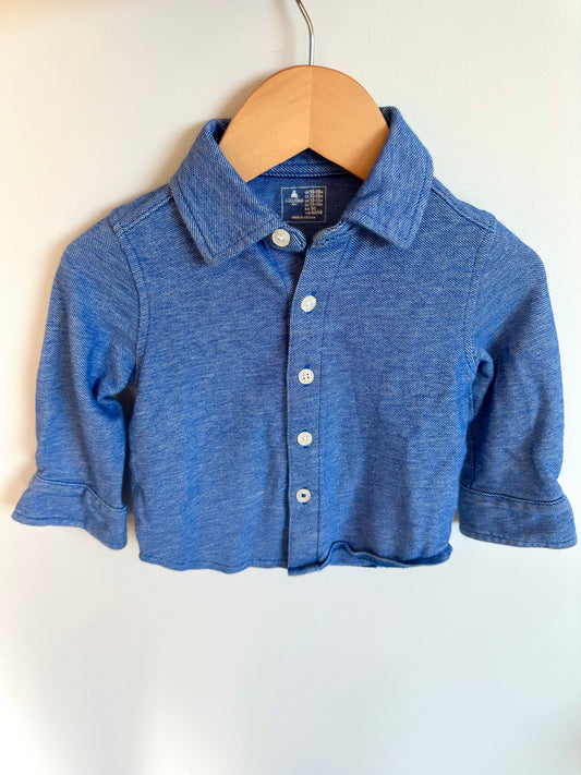 Blue Button Up Top / 12-18m