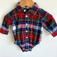 Plaid Button Up Bodysuit / 3-6m