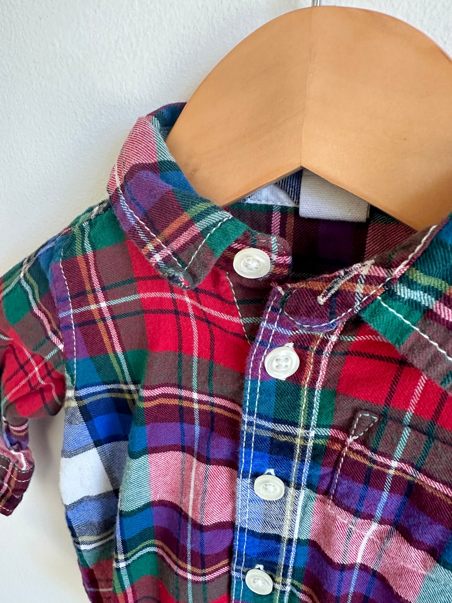 Plaid Button Up Bodysuit / 3-6m