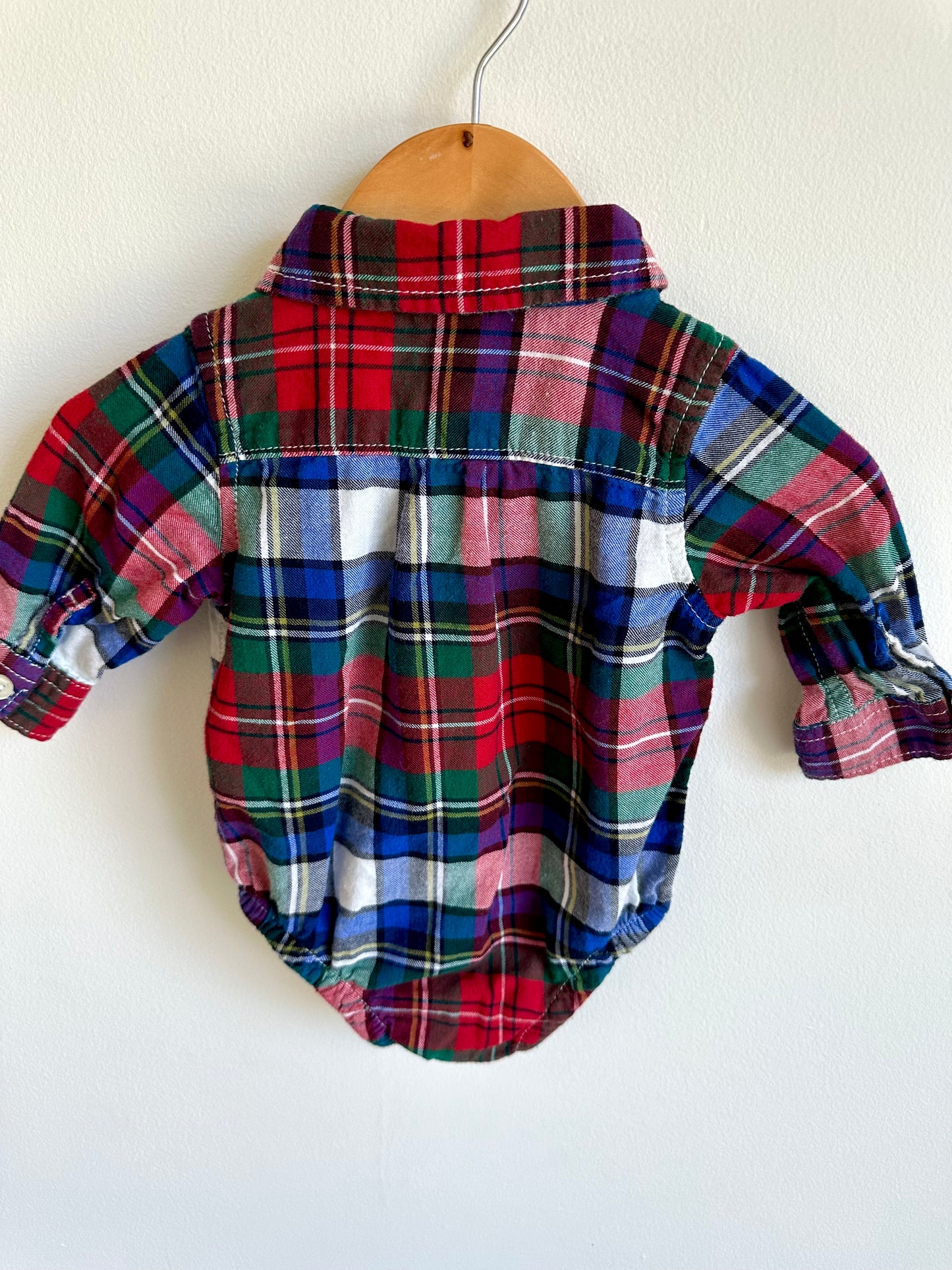 Plaid Button Up Bodysuit / 3-6m