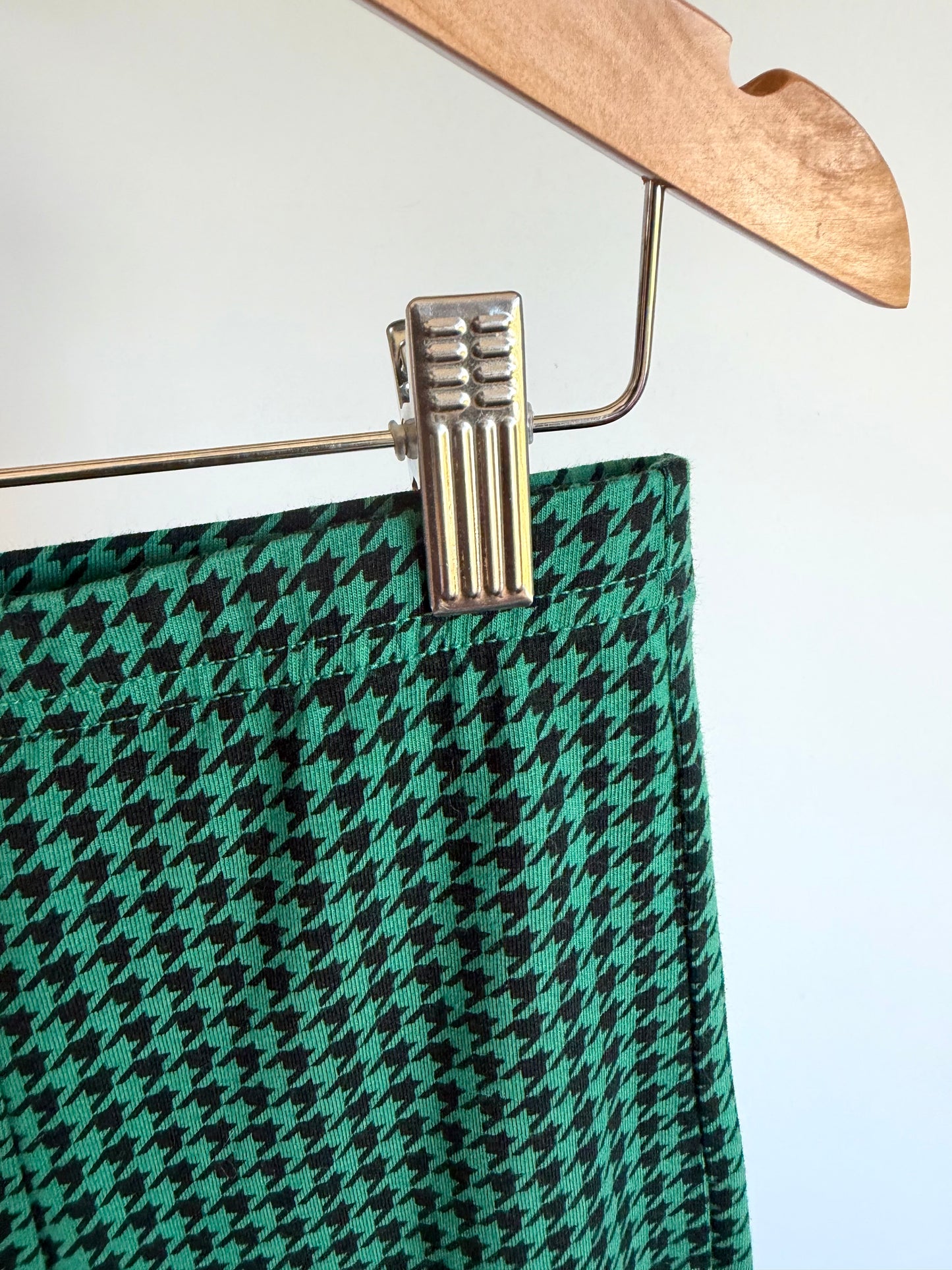 Green Houndstooth Flared Pants / 10-12 years