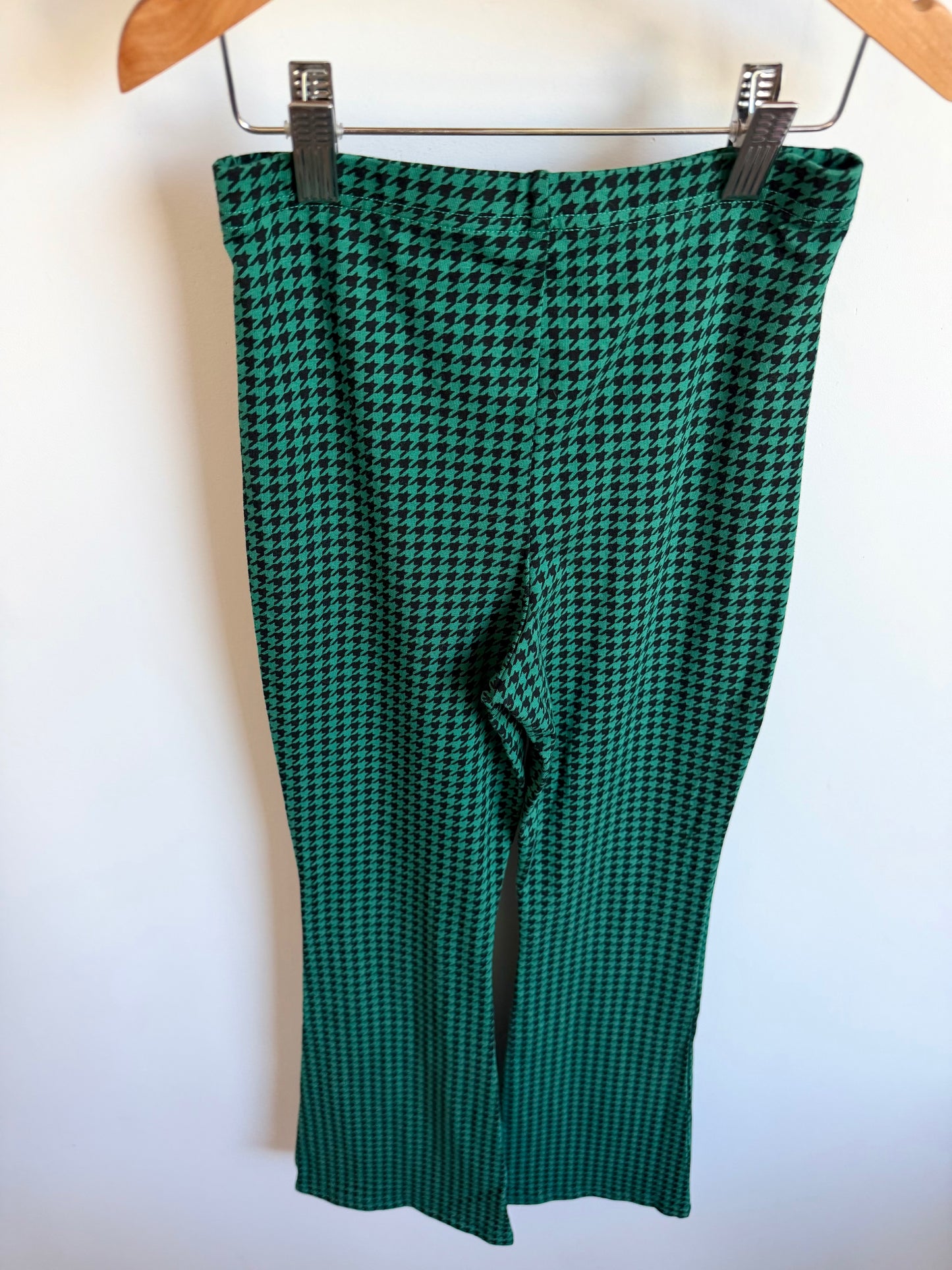 Green Houndstooth Flared Pants / 10-12 years