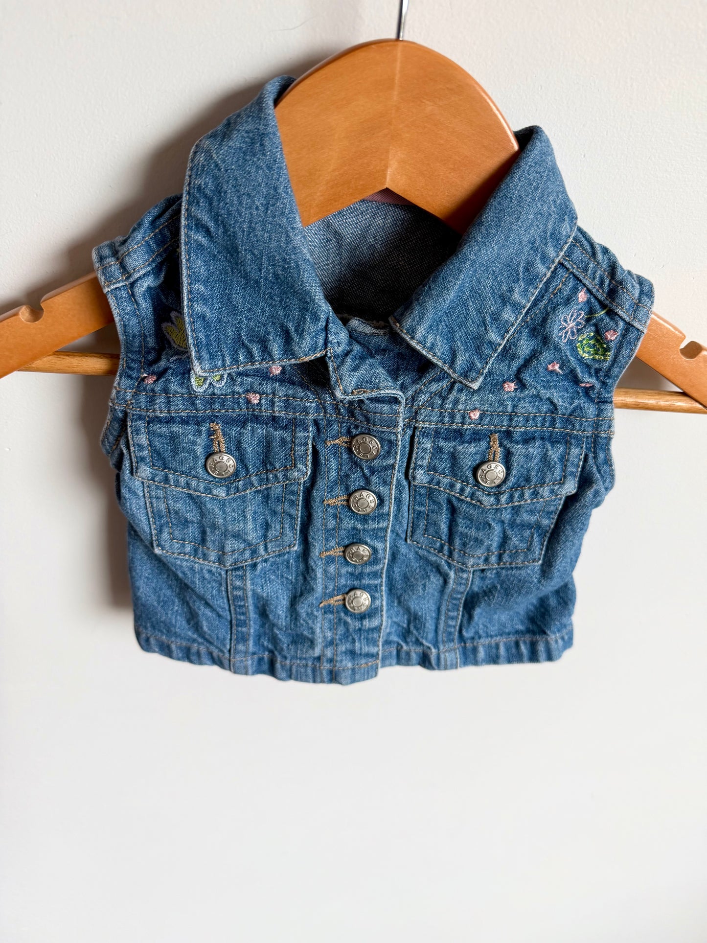Vintage Denim Embroidery Vest / 3m