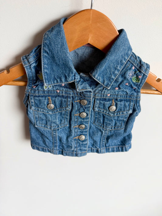 Vintage Denim Embroidery Vest / 3m