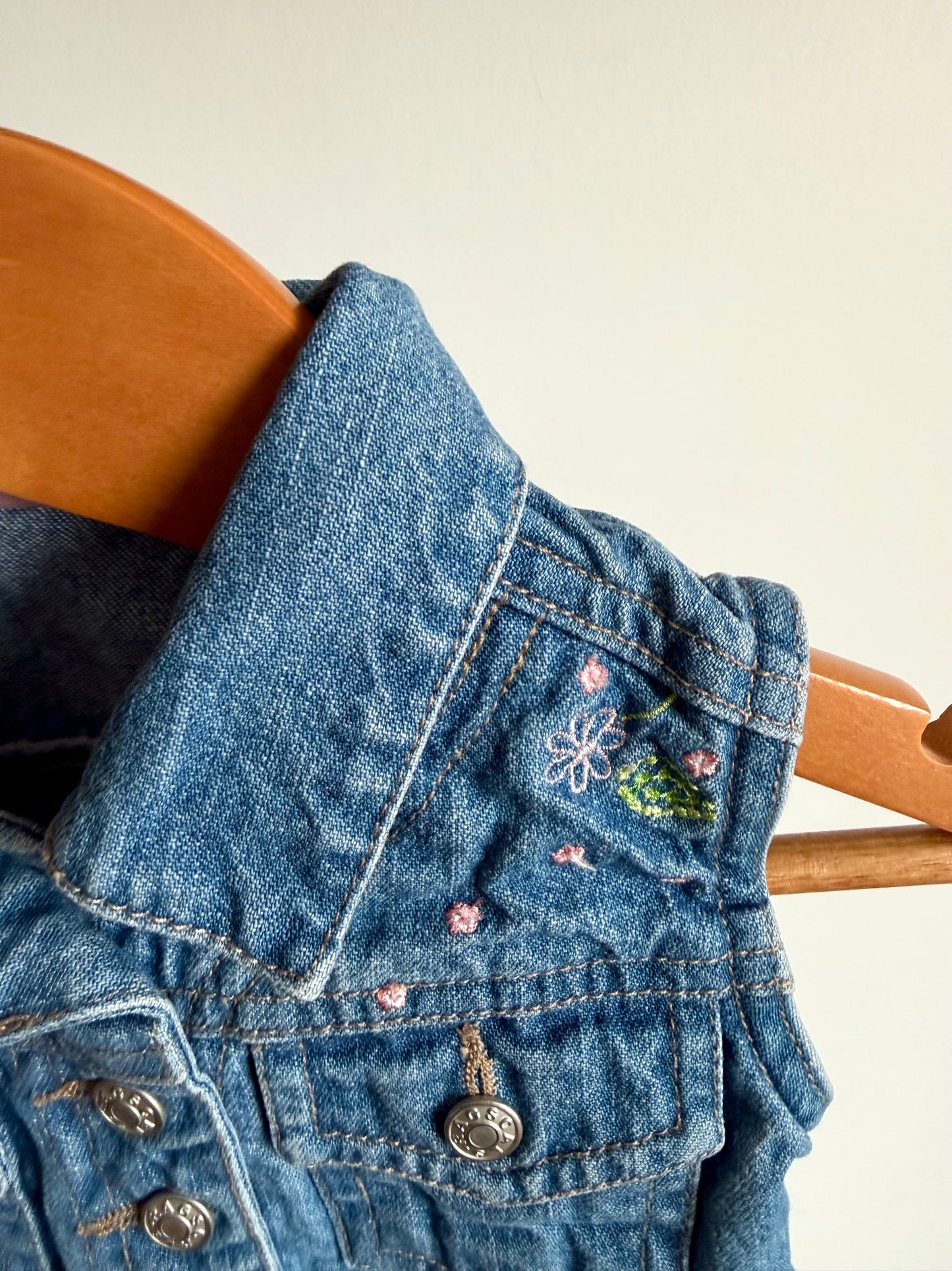 Vintage Denim Embroidery Vest / 3m