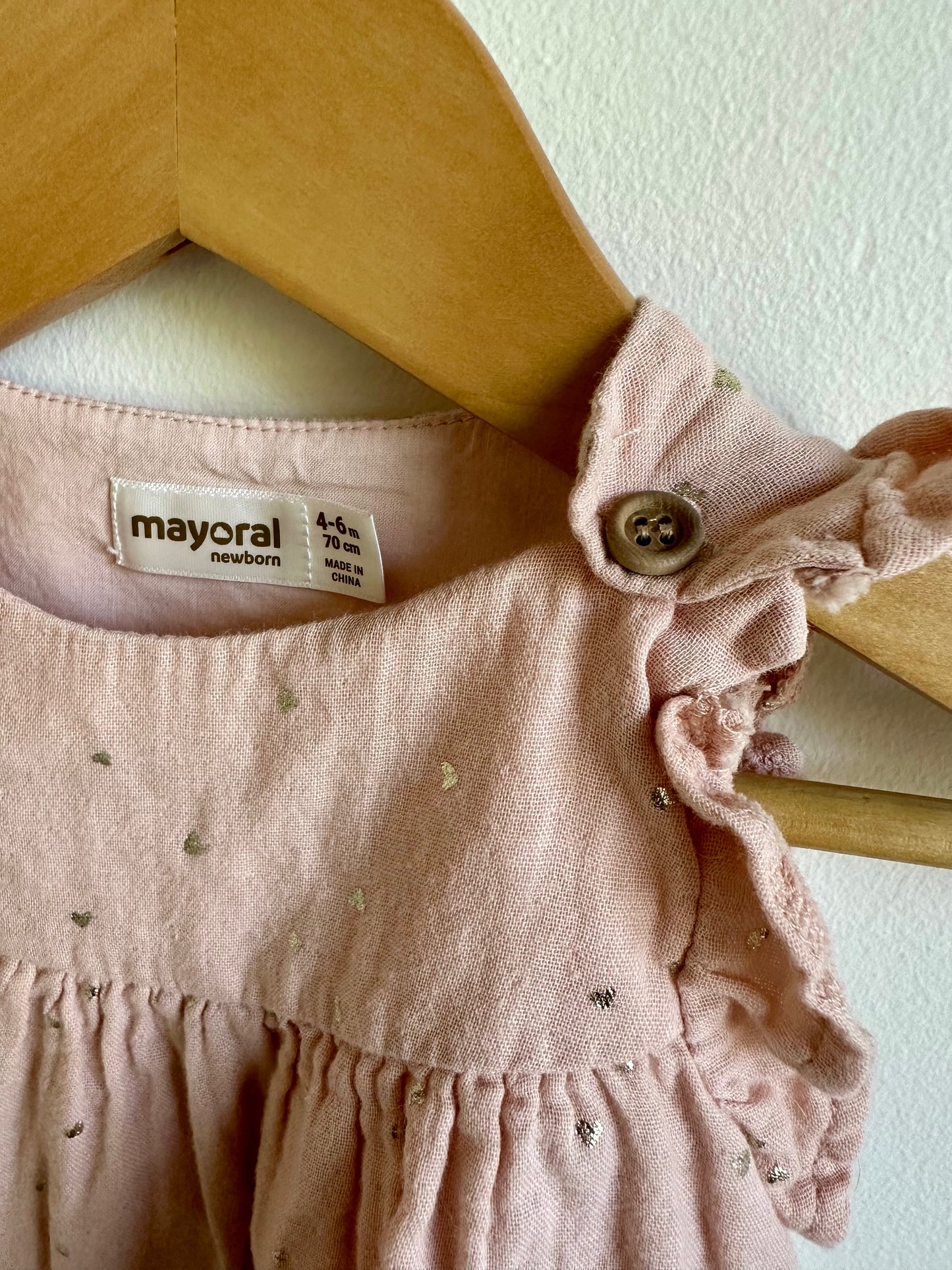 Mayoral Blush Hears Dress with Diaper Cover / 4-6m