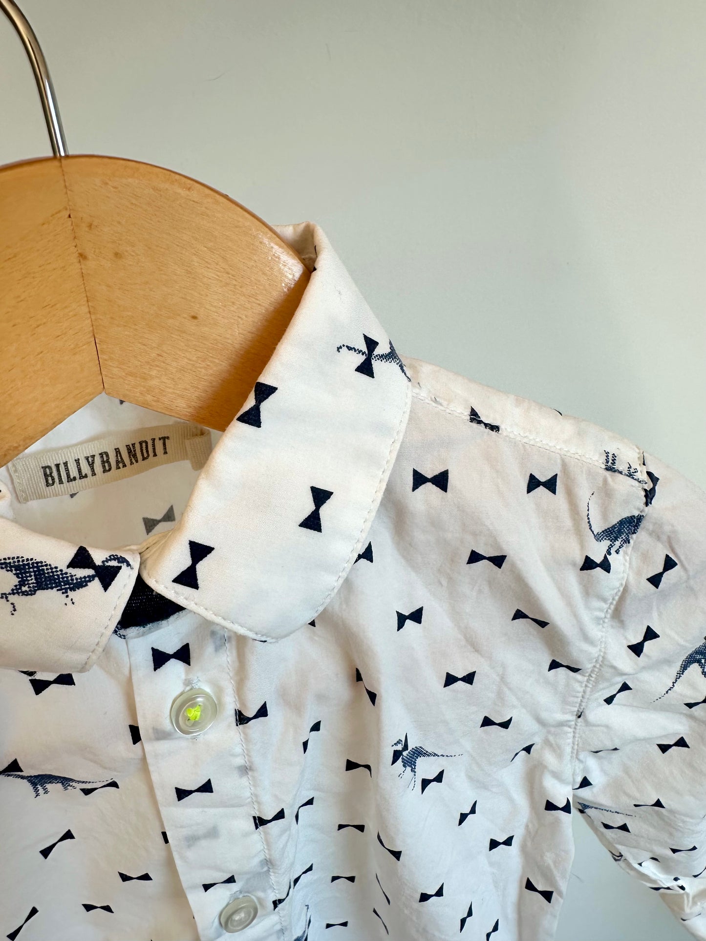 Dino Bow Tie Dress Shirt / 18m