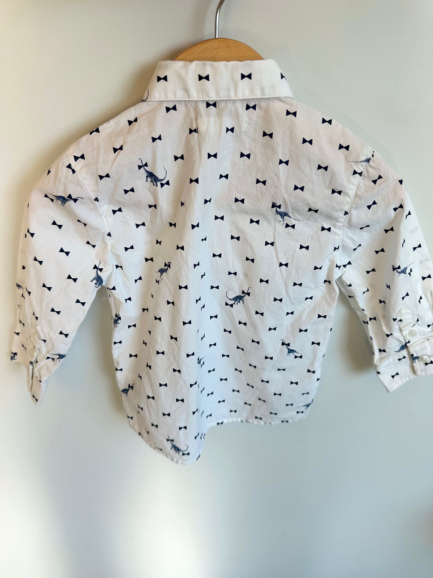 Dino Bow Tie Dress Shirt / 18m