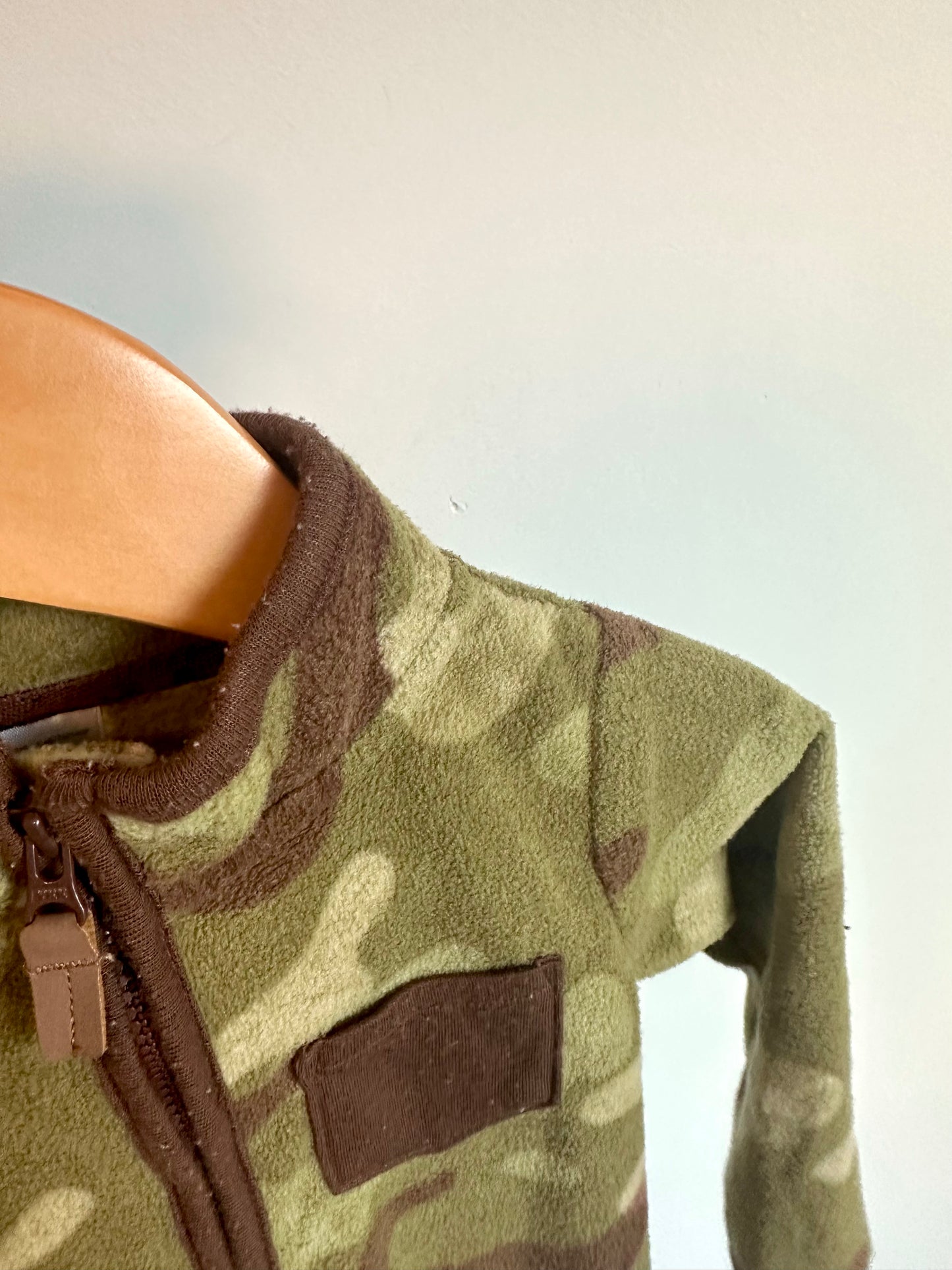 Fleece Green Camo Jumpsuit / 18m