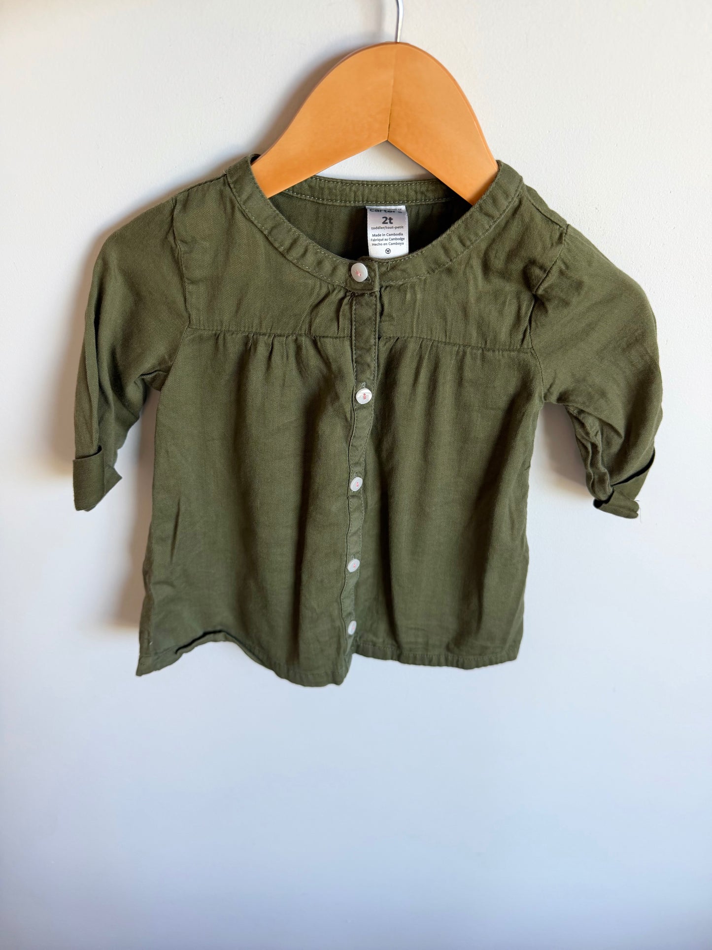Green 3/4 Button Top / 24m