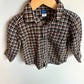 Brown Plaid Button Up Long Sleeve / 12-18m