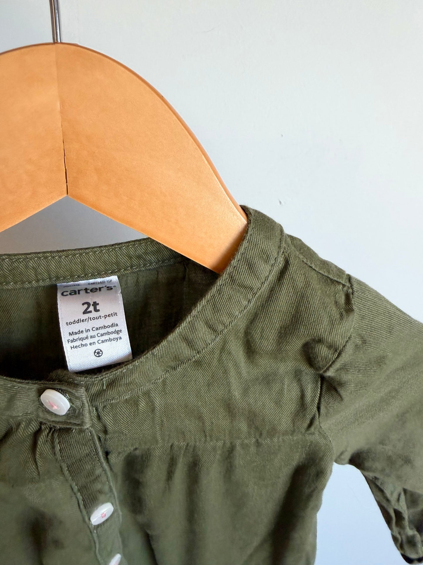 Green 3/4 Button Top / 24m