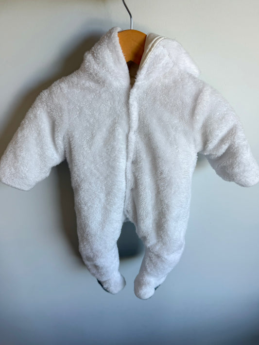 White Hood Ears Bunting Suit / 3-6m?
