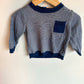 Blue Knit Striped Pocket Sweater / 12m