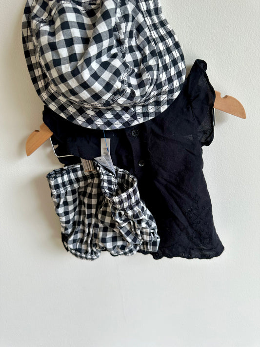 NEW Checkered Shorts, Hat and Shirt Set / 6m