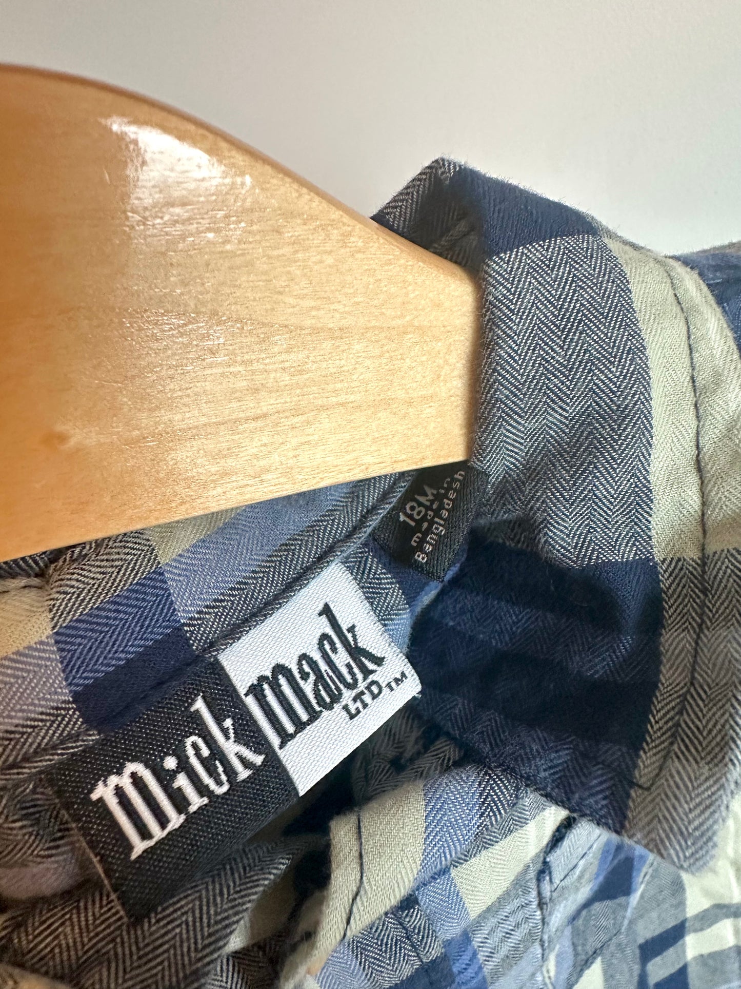 Blue Plaid Button Up Long Sleeve / 18m