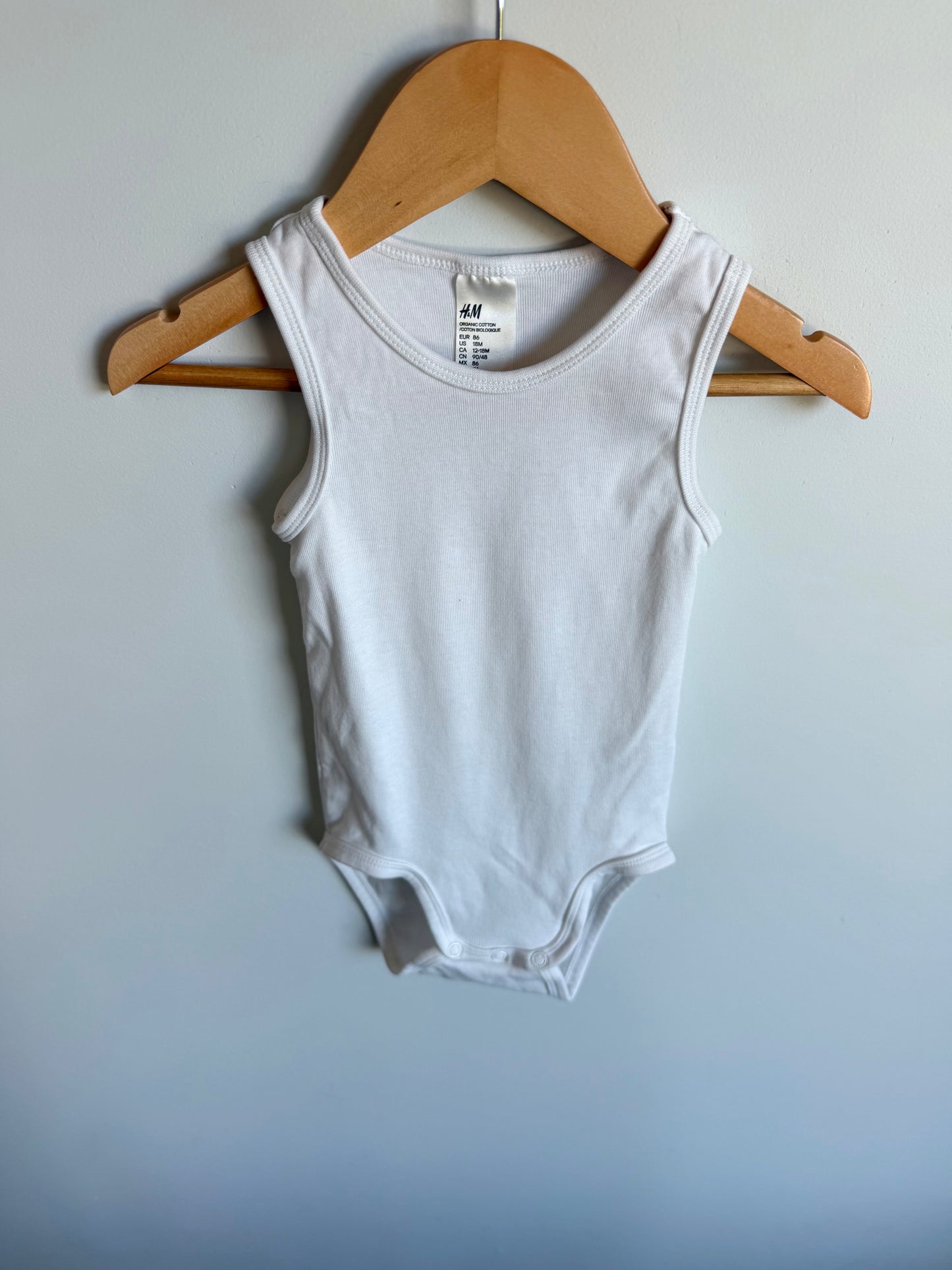 H&M White Tank Bodysuit / 12-18m