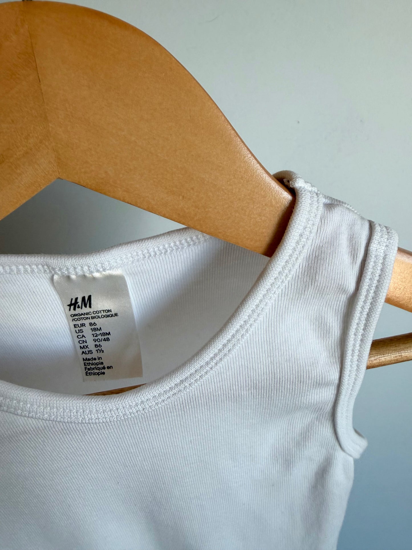 H&M White Tank Bodysuit / 12-18m